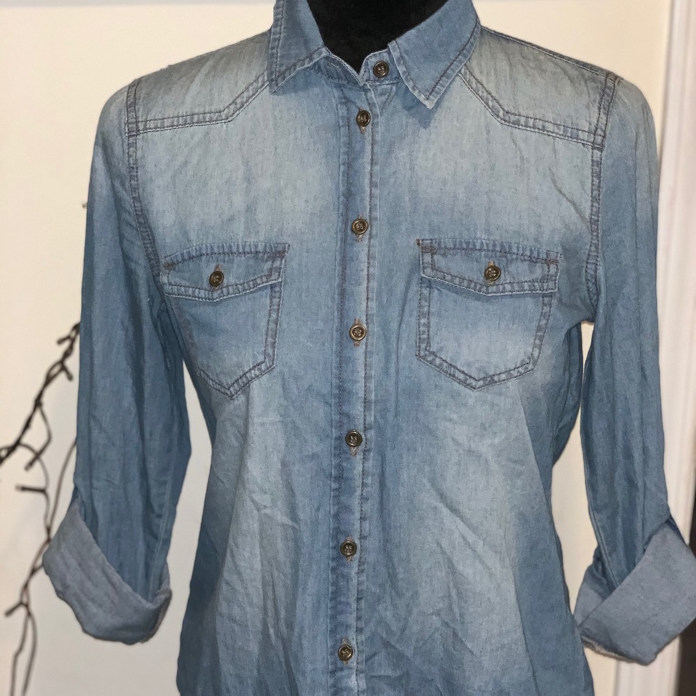 Chambray Button Up Top, Small - image 1